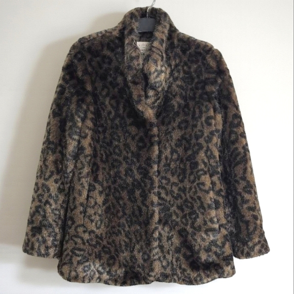 Velvet for Garnet Hill Leopard Print Mob Wife Faux Fur Fully Lined Coat S - Picture 13 of 13